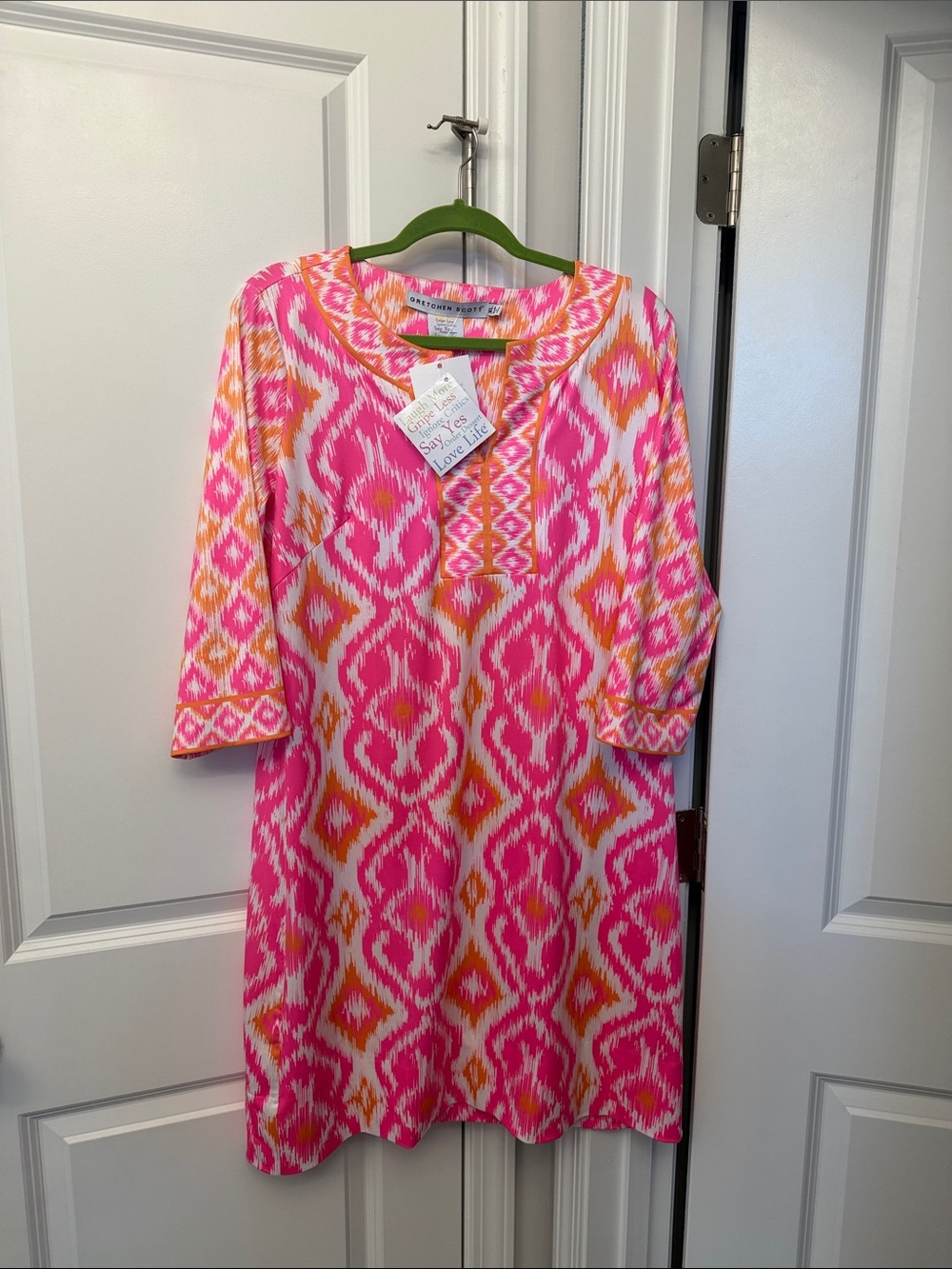 NWT! Gretchen Scott Pink & Orange Ikat Tunic